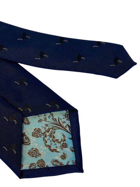 navy mens tie with ostrich bird design